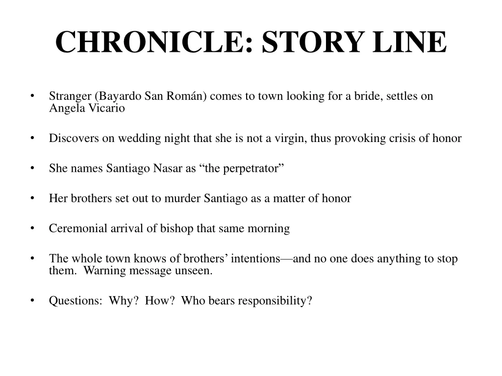 chronicle story line