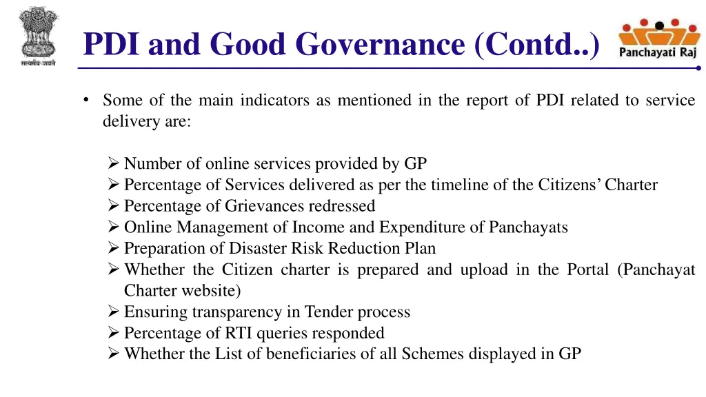 pdi and good governance contd