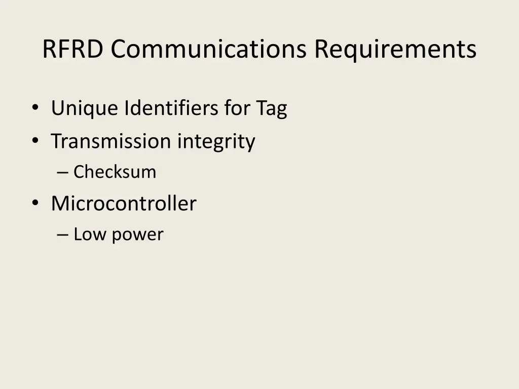 rfrd communications requirements