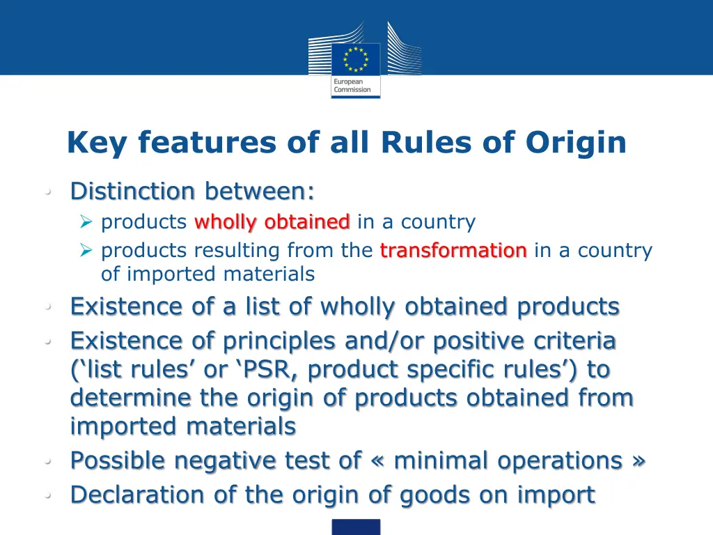 key features of all rules of origin