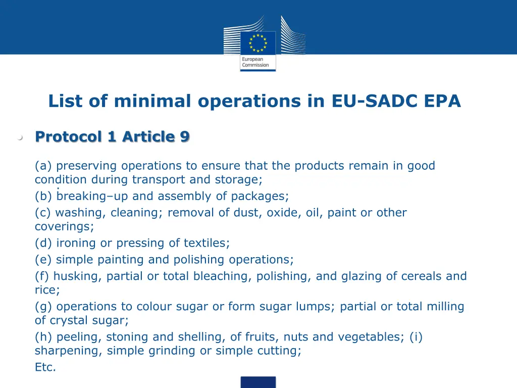 list of minimal operations in eu sadc epa