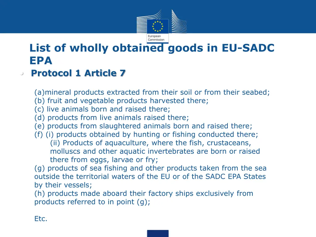 list of wholly obtained goods in eu sadc