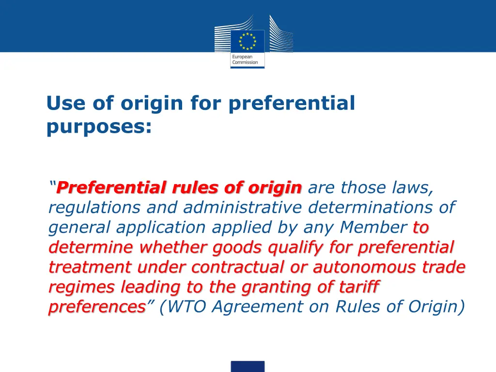 use of origin for preferential purposes