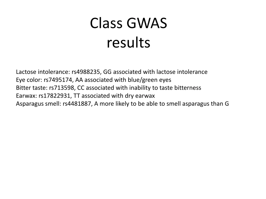 class gwas results