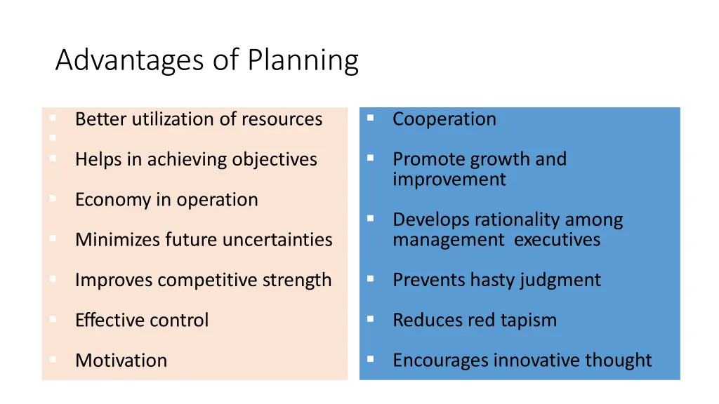 advantages of planning