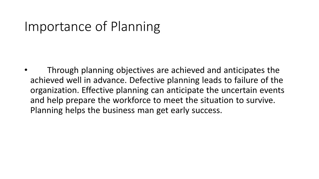 importance of planning