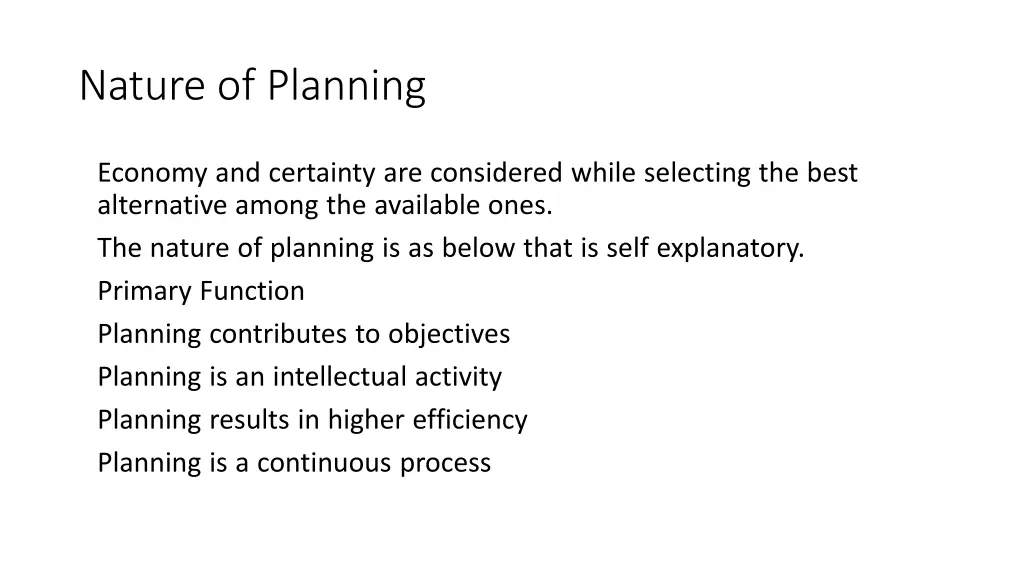 nature of planning
