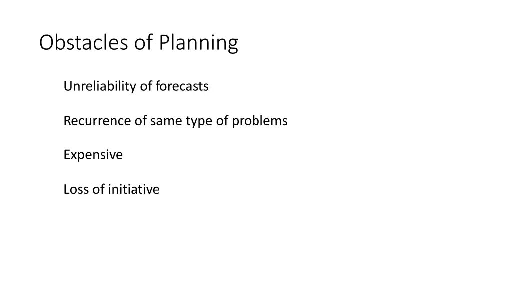 obstacles of planning
