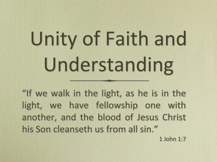 unity of faith and understanding