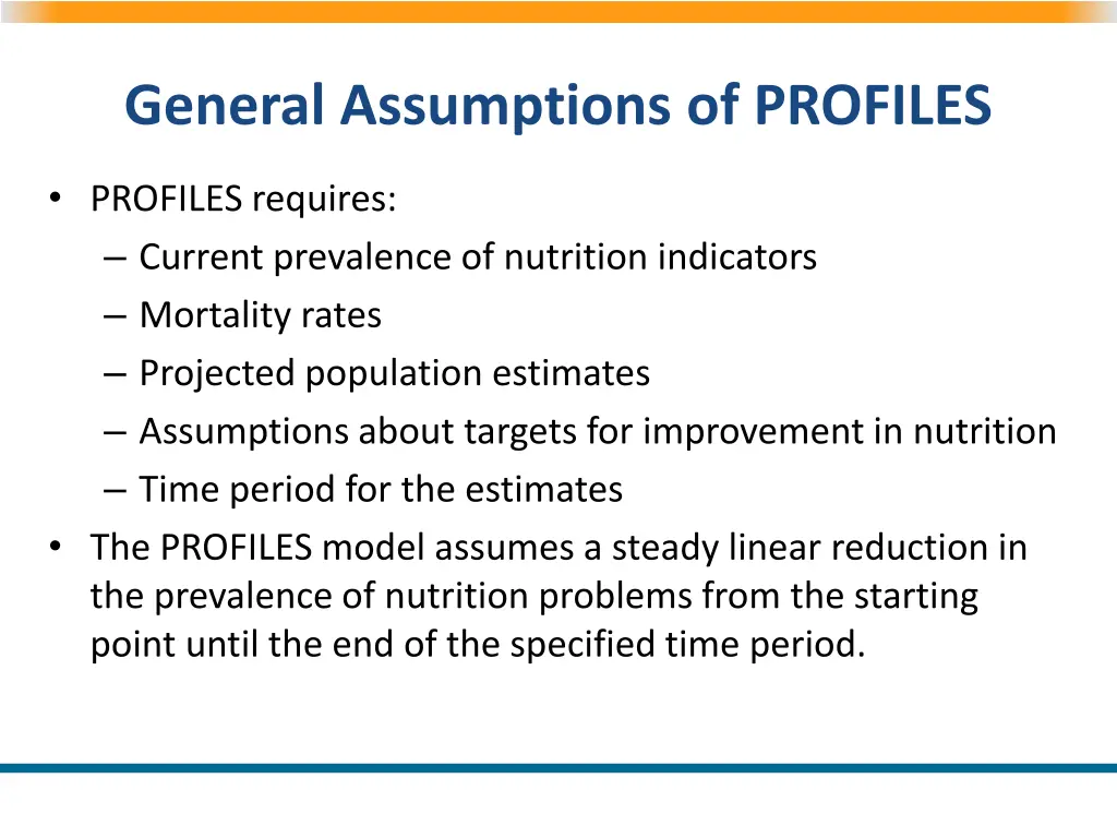 general assumptions of profiles