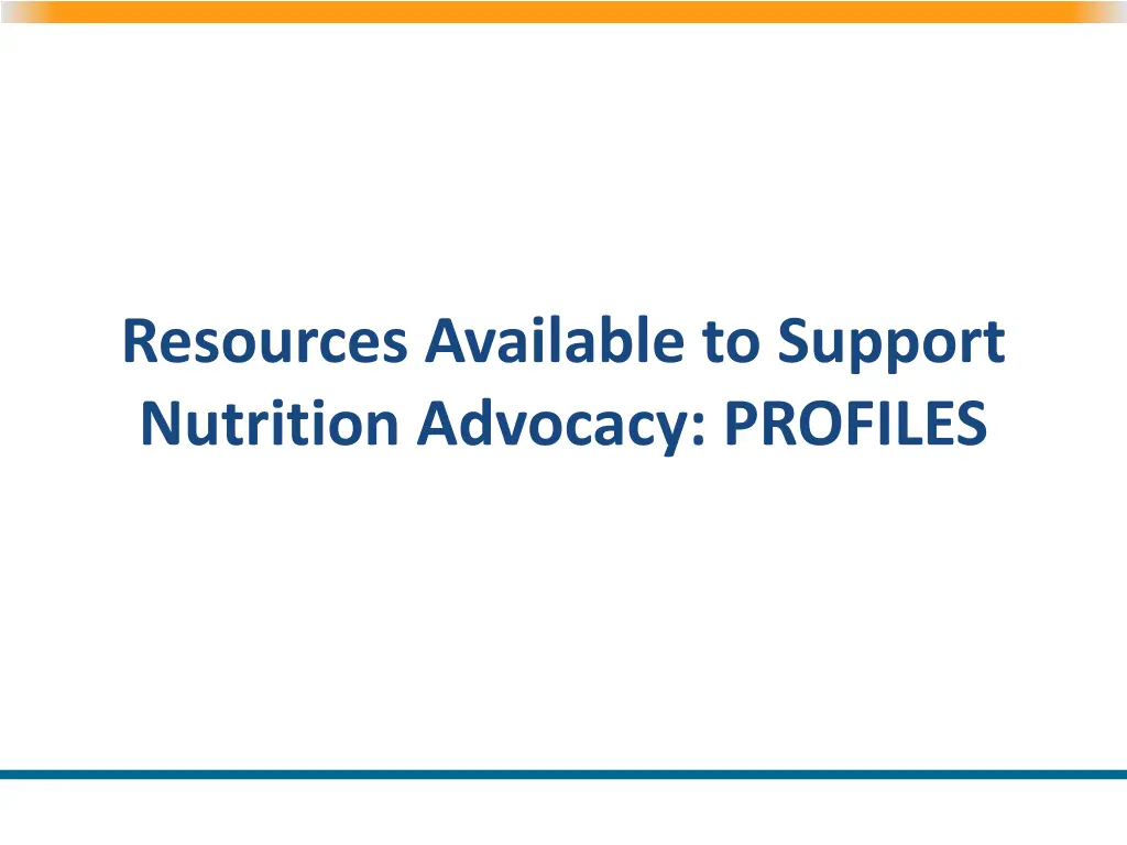 resources available to support nutrition advocacy