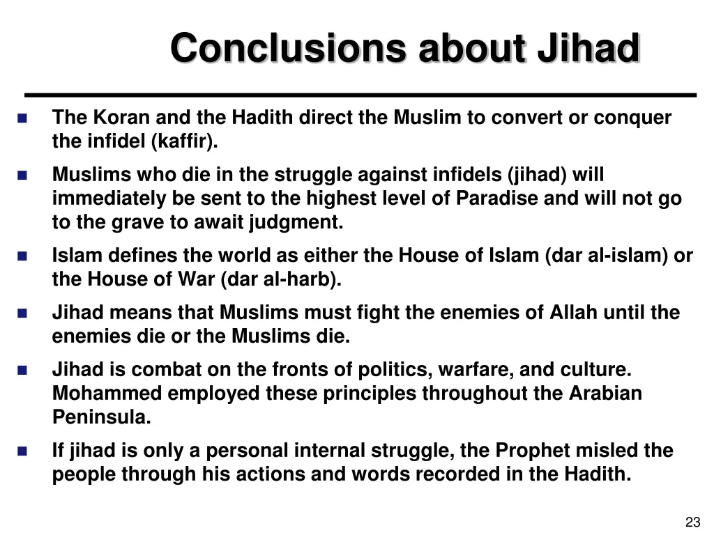 conclusions about jihad