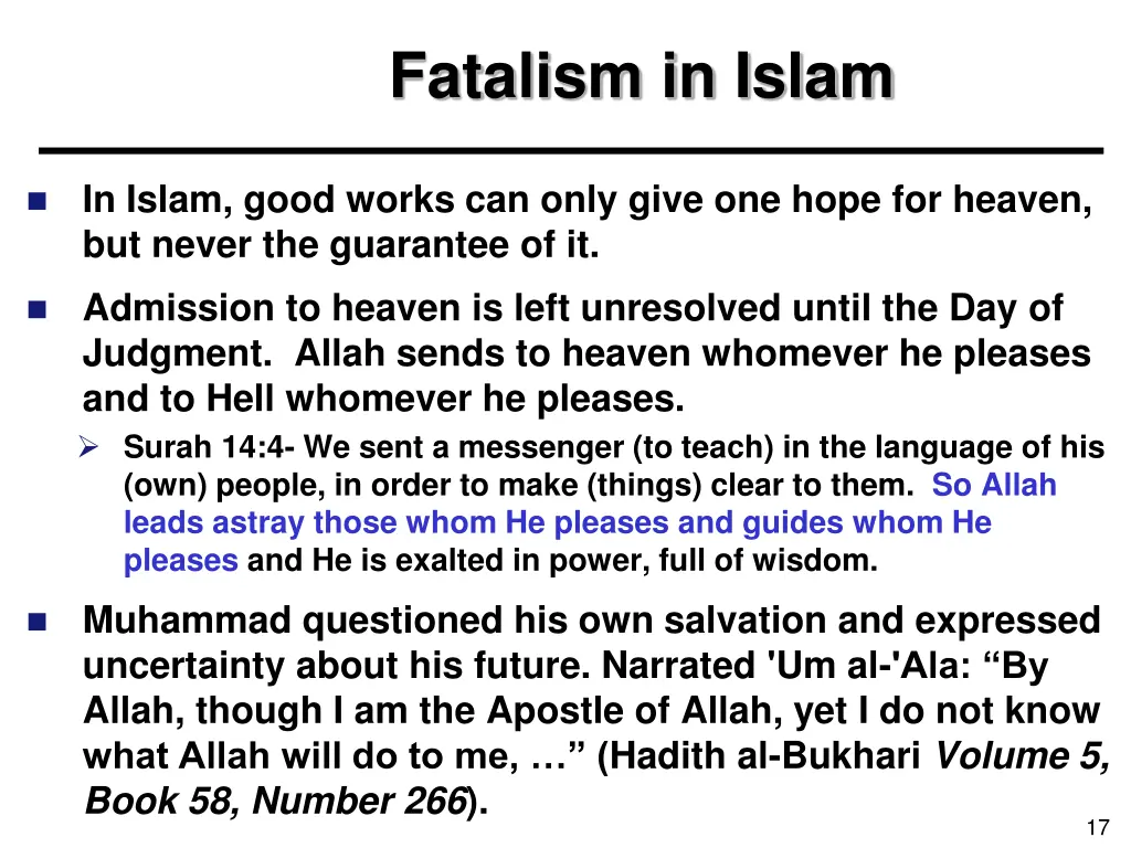 fatalism in islam