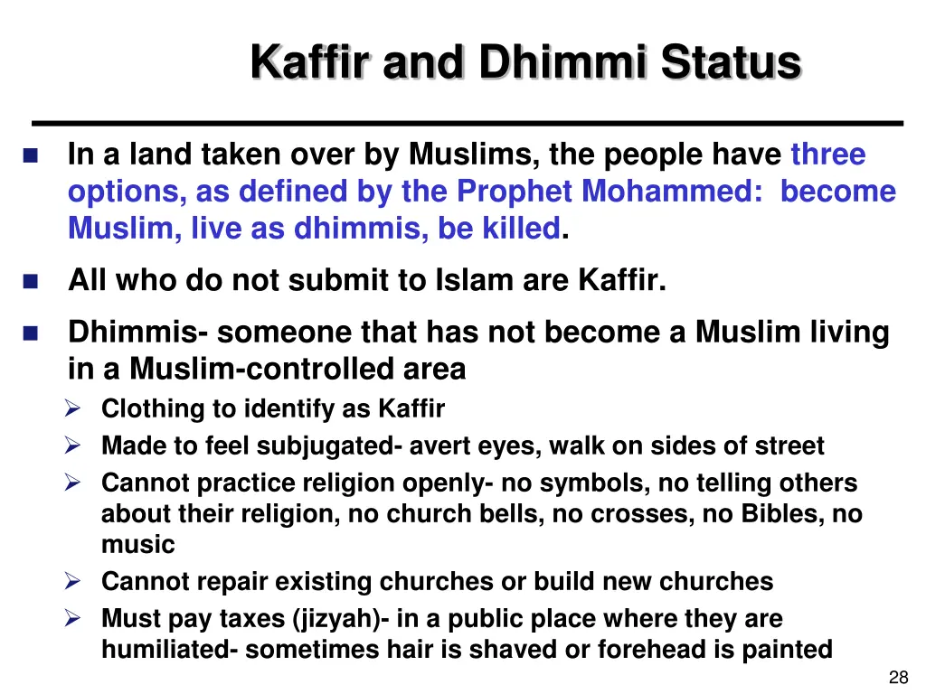 kaffir and dhimmi status