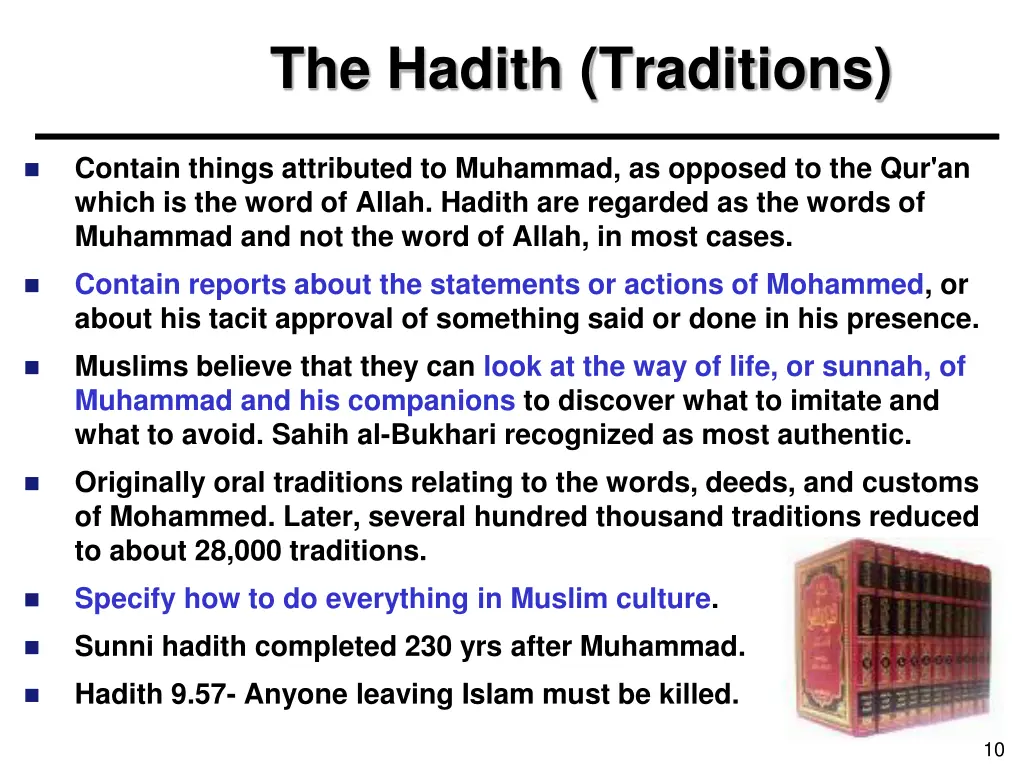 the hadith traditions