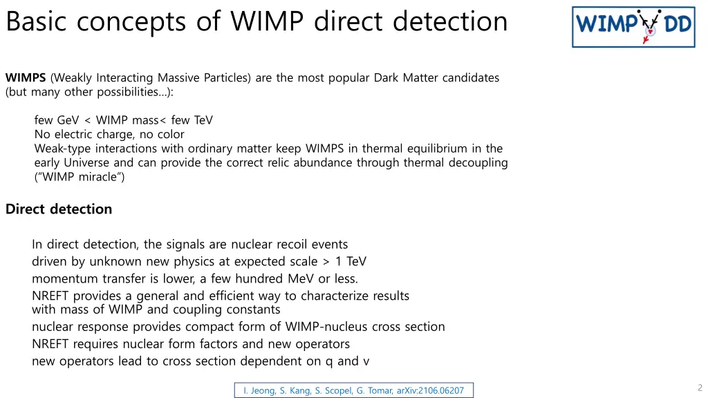 basic concepts of wimp direct detection