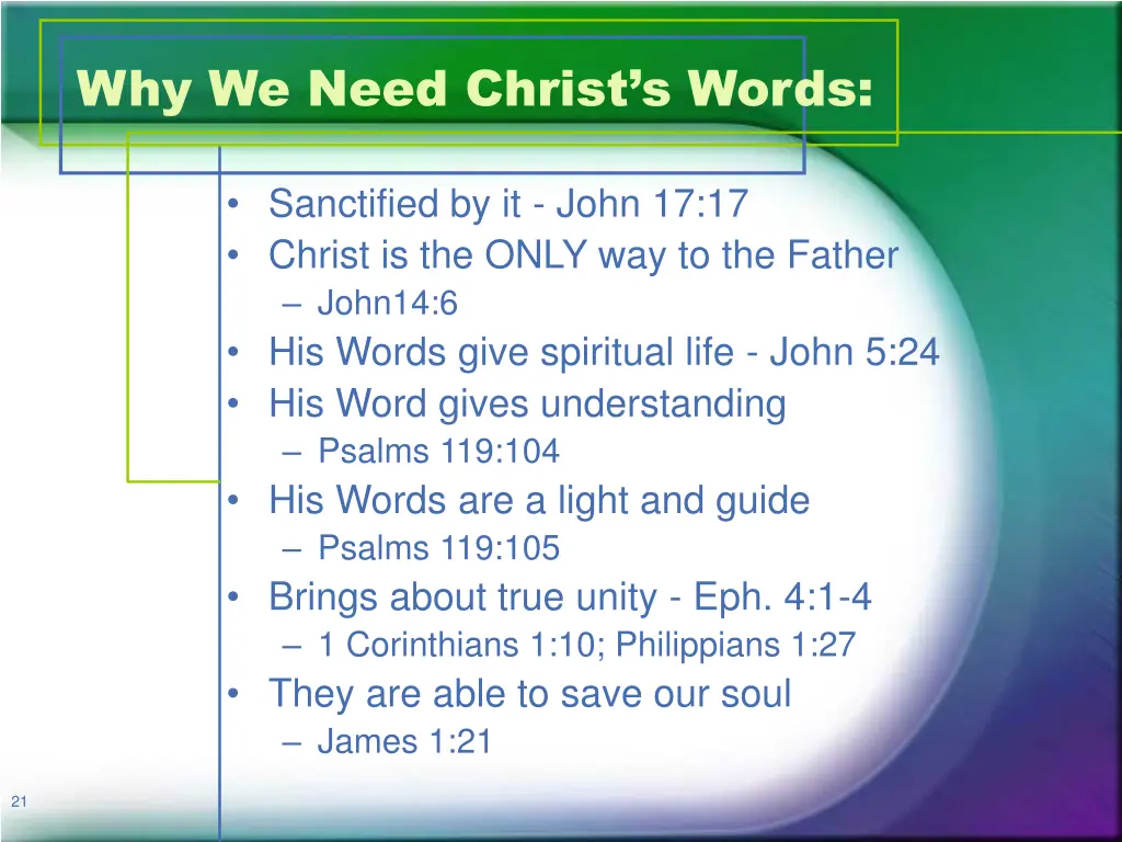 why we need christ s words