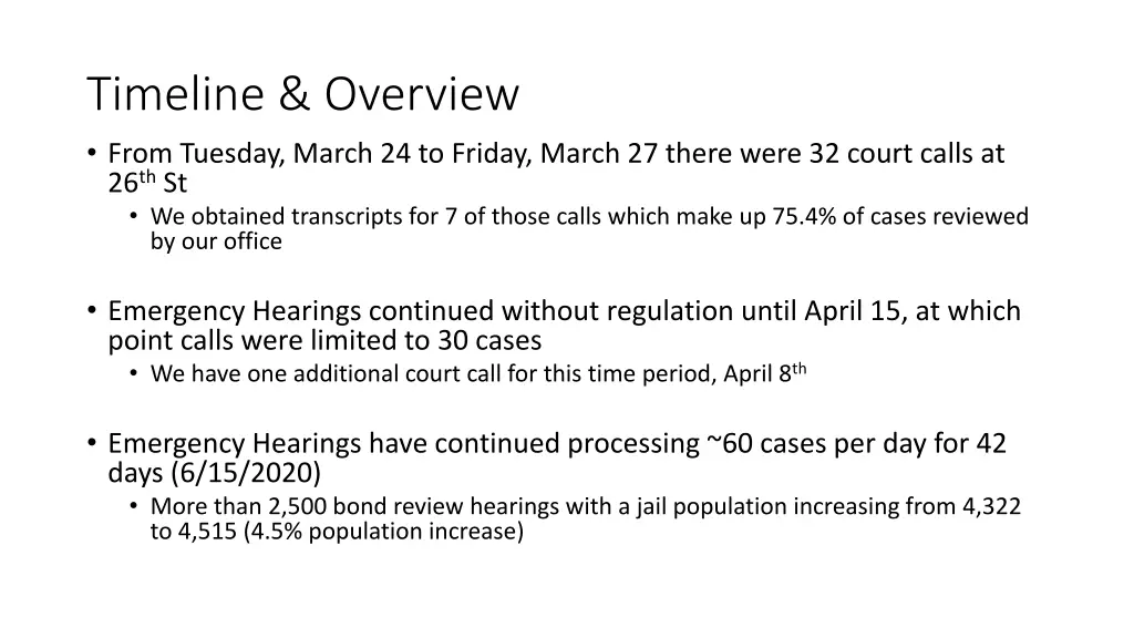 timeline overview from tuesday march 24 to friday