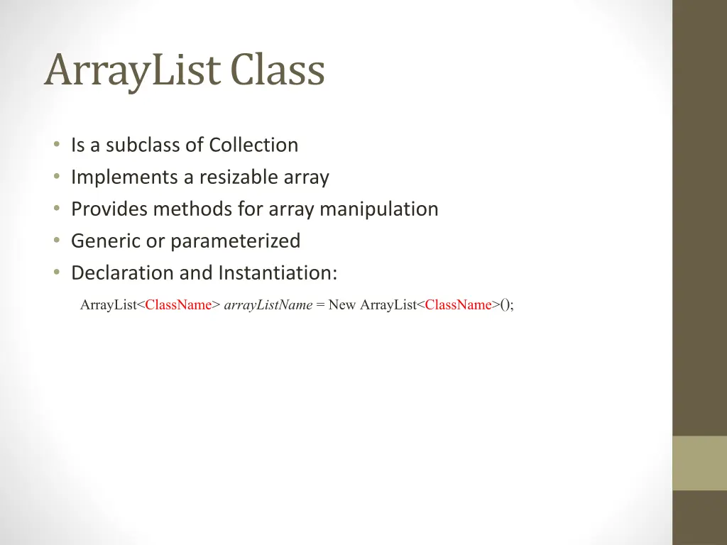 arraylist class