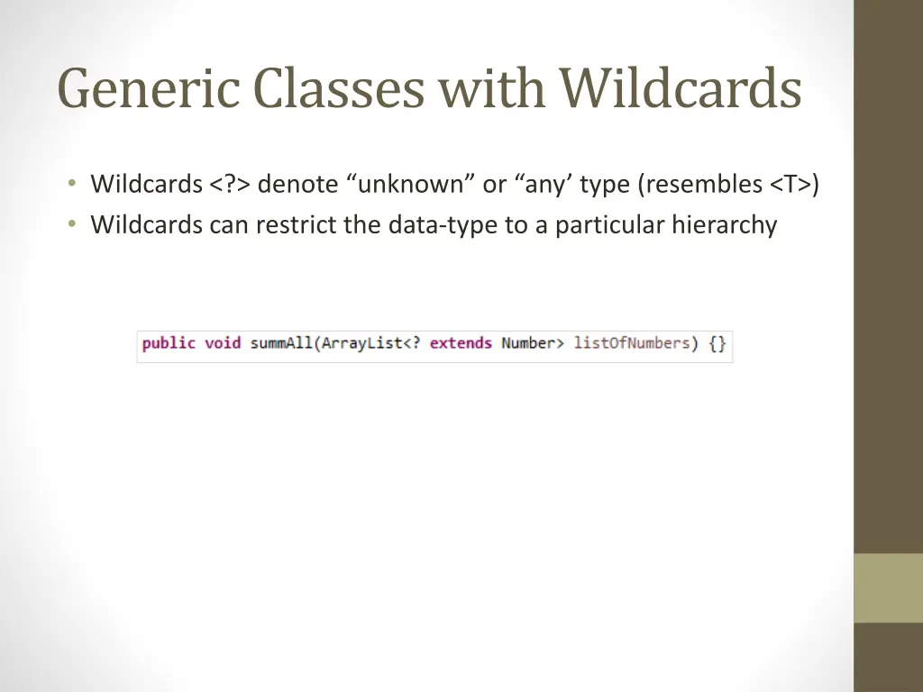 generic classes with wildcards