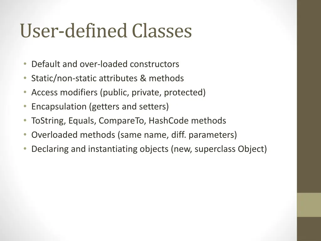 user defined classes