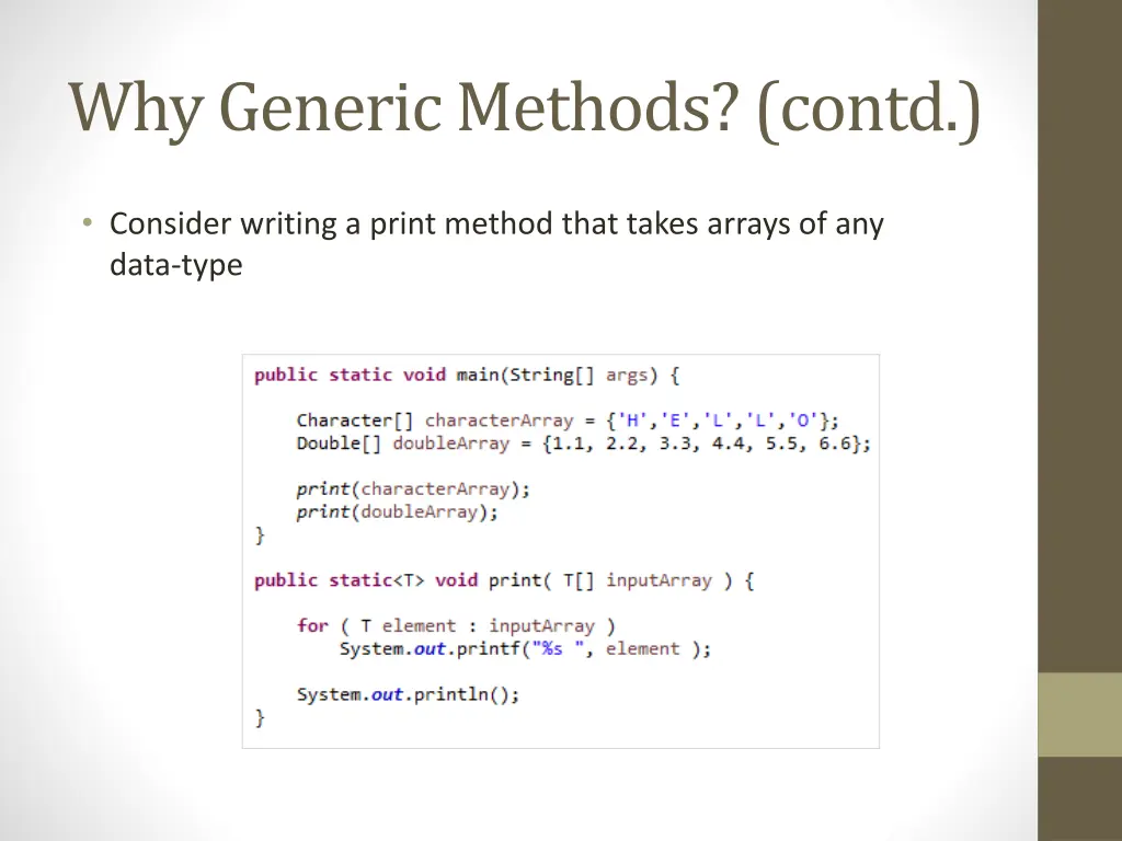 why generic methods contd