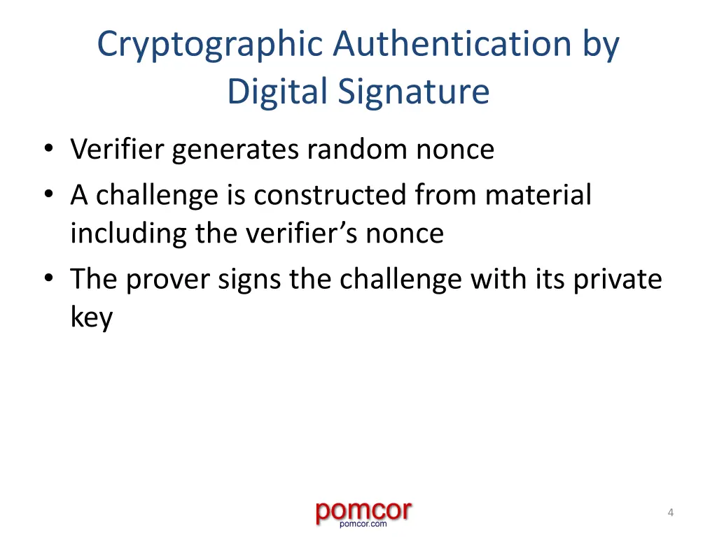 cryptographic authentication by digital signature