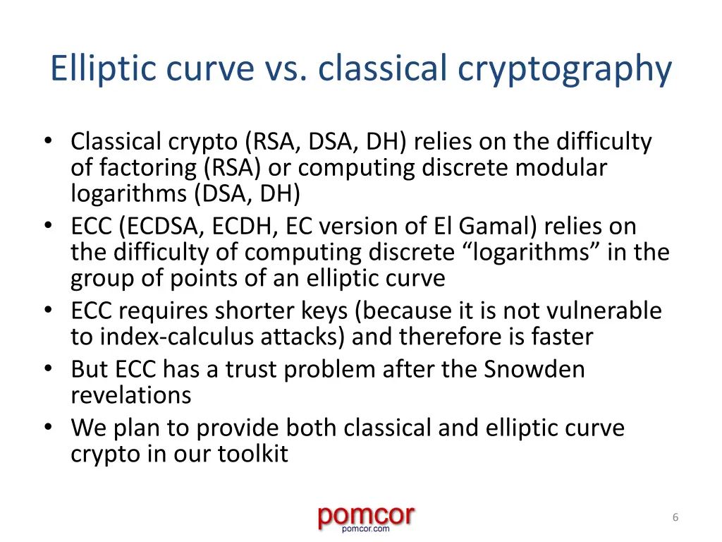 elliptic curve vs classical cryptography