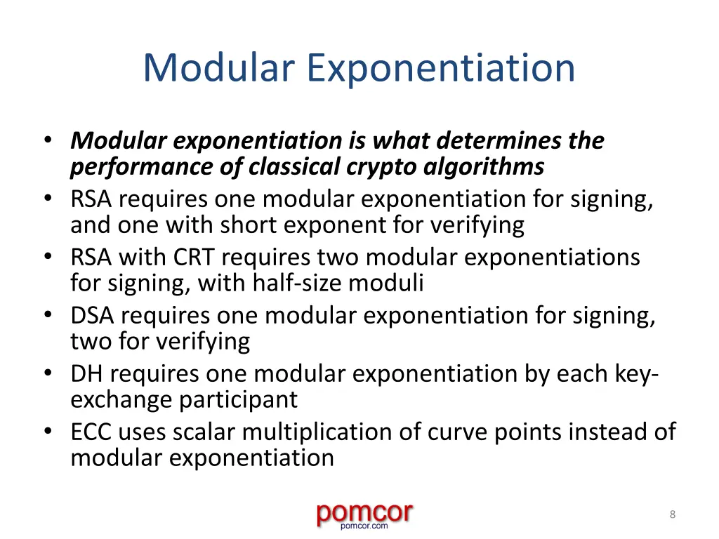 modular exponentiation