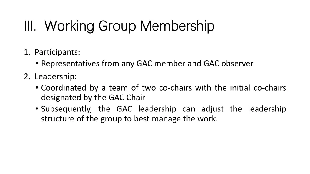 iii iii working group membership working group