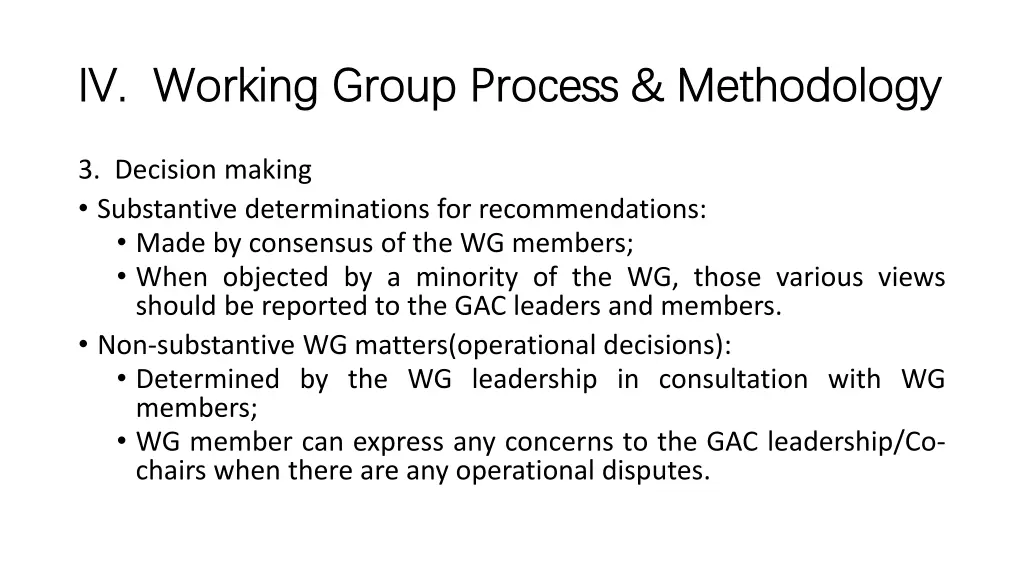 iv working group process methodology iv working 1