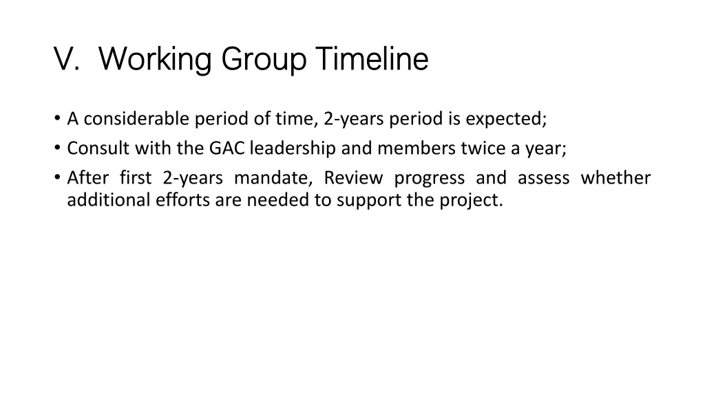 v v working group timeline working group timeline