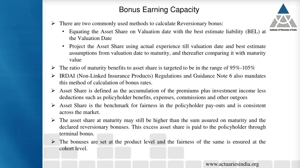 bonus earning capacity