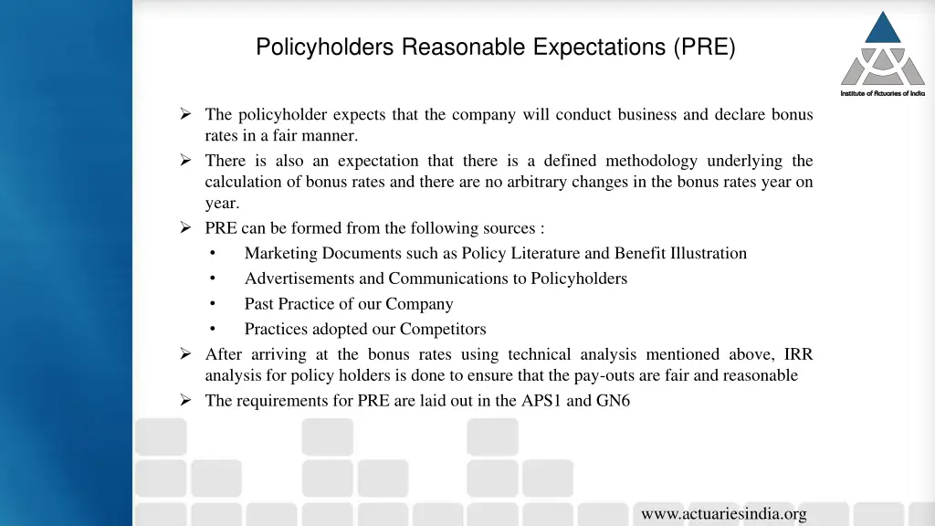 policyholders reasonable expectations pre