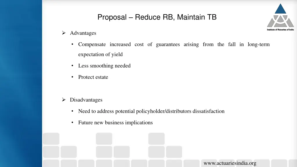 proposal reduce rb maintain tb