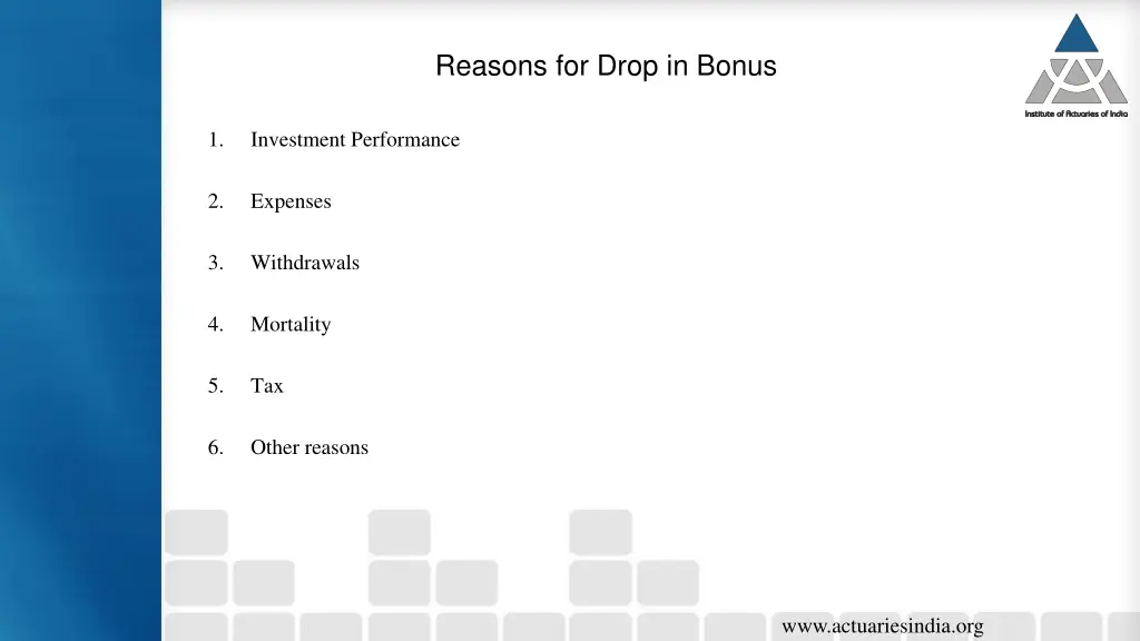 reasons for drop in bonus