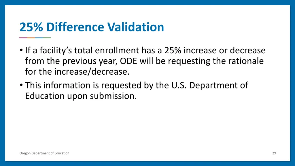 25 difference validation