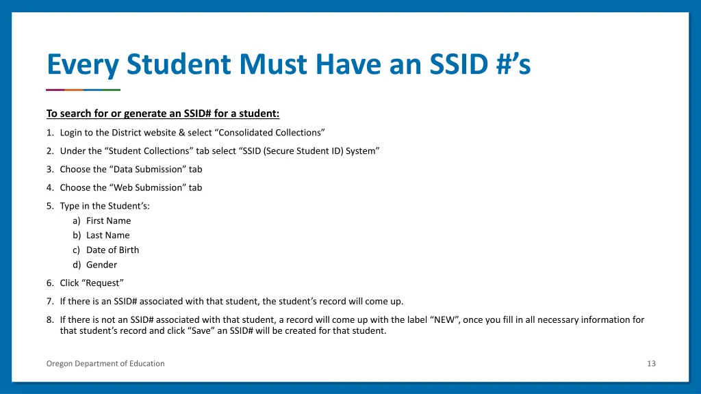 every student must have an ssid s