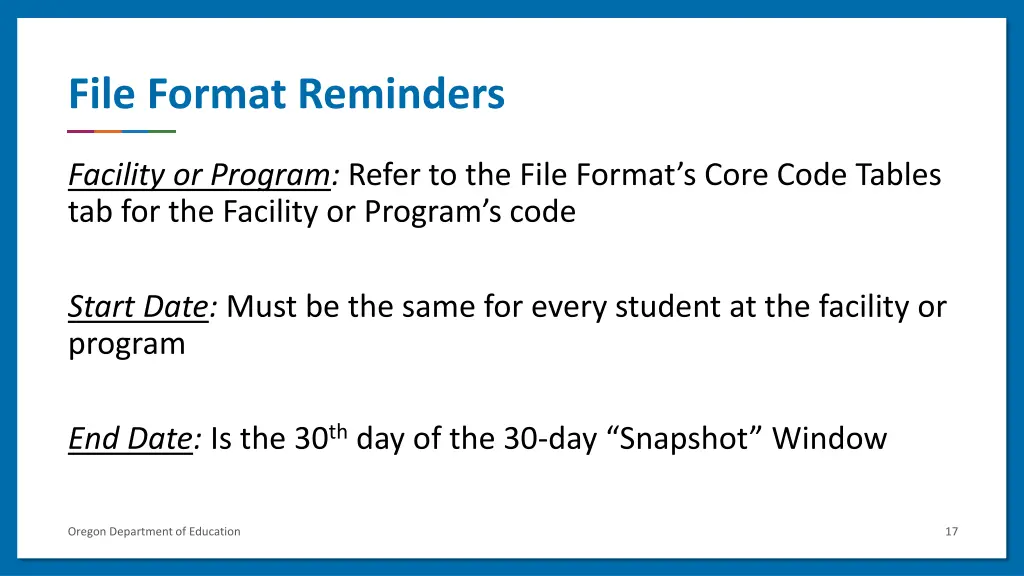 file format reminders