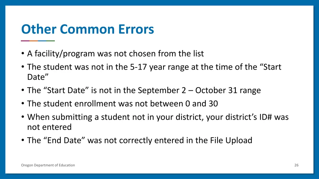 other common errors