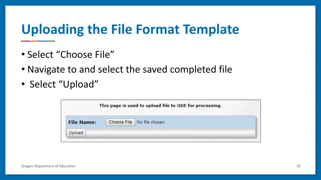 uploading the file format template