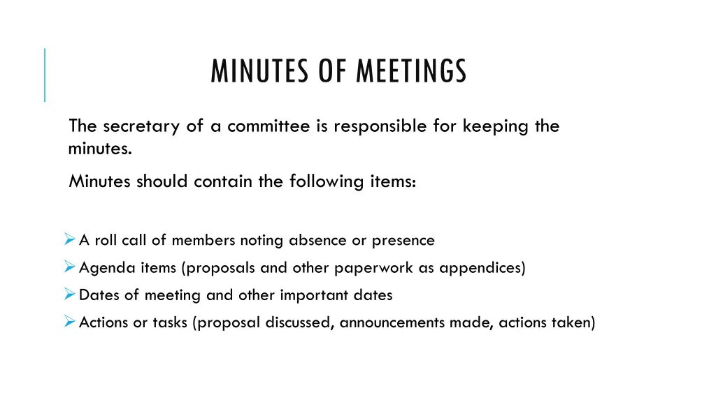 minutes of meetings