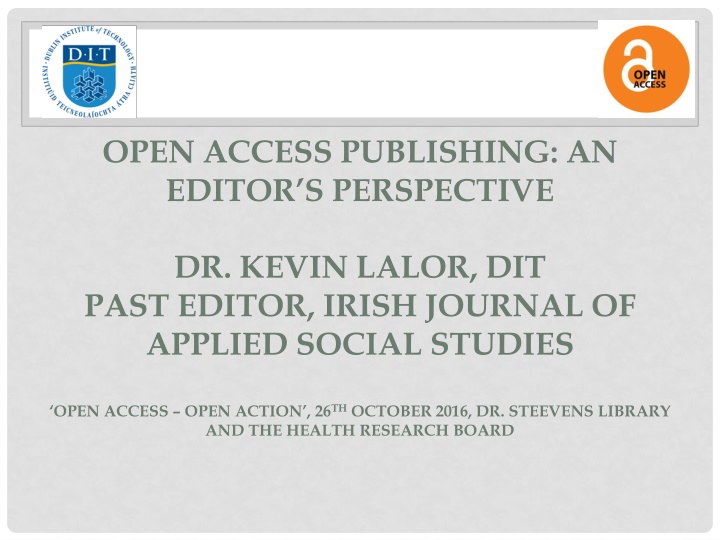 open access publishing an editor s perspective