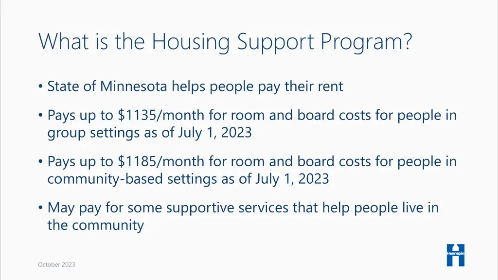 what is the housing support program