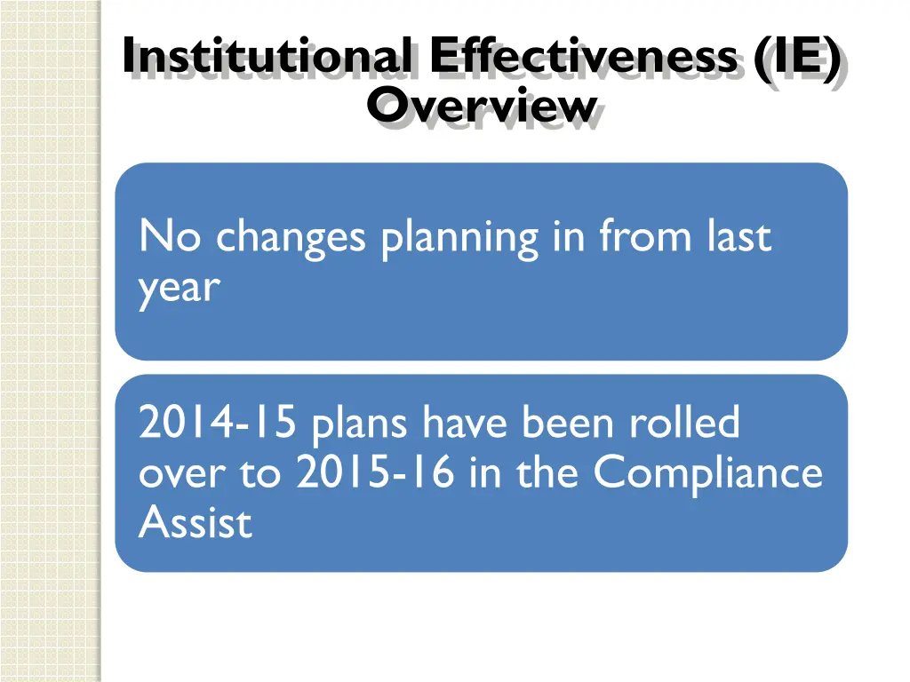 institutional effectiveness ie overview