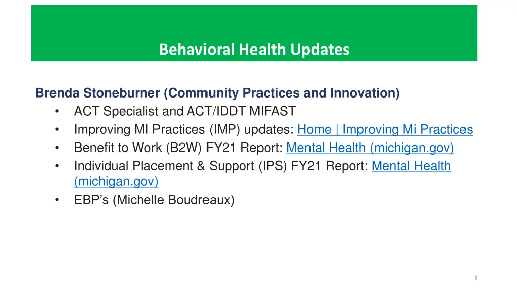 behavioral health updates