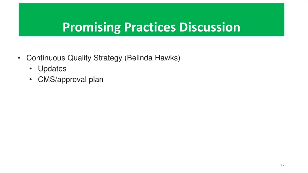 promising practices discussion