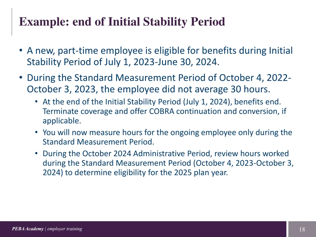 example end of initial stability period 1