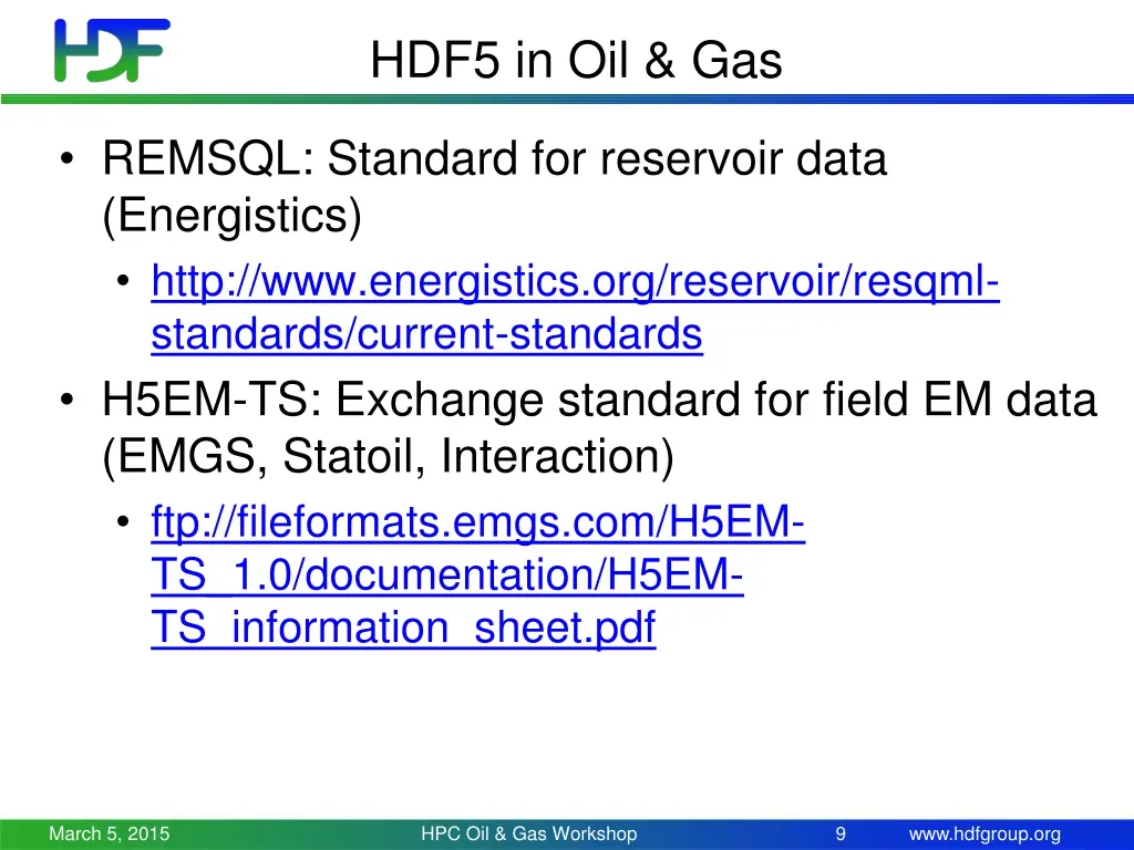 hdf5 in oil gas