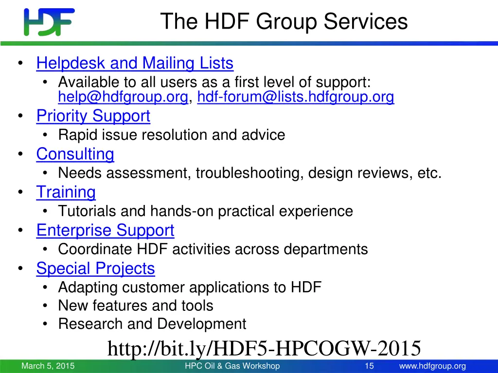 the hdf group services